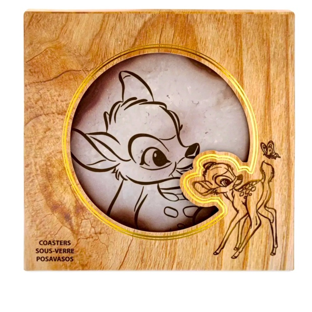 Disney Parks BAMBI 4 Piece Coaster Set Thumper Flower  Deer Bunny NEW